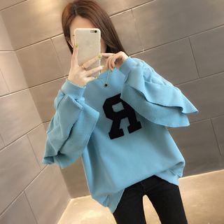 Lettering Ruffle Trim Sweater