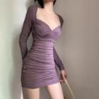 Long Sleeve Smocked Sheath Dress