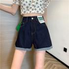 Patch Roll Up Denim Shorts