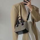 Houndstooth Mini Tote Bag With Crossbody Strap Black - One Size
