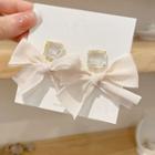 Bow Drop Earring 1 Pair - White - One Size