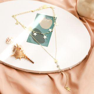 Star Layered Necklace As Shown In Figure - One Size