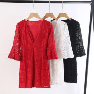 V Collar Lace Dress