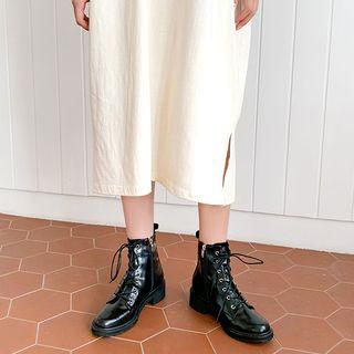 Zip-side Lace-up Short Boots