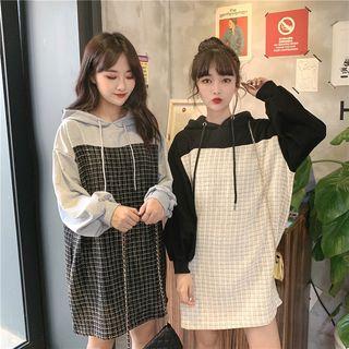 Check Loose-fit Hooded Dress