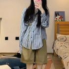 Striped Shirt / Wild- Leg Shorts