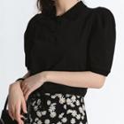 Puff-sleeve Cropped Polo Shirt