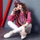 Frill-trim Print Sweatshirt