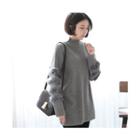 Mock-neck Faux-fur Knit Top