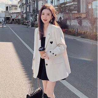 Long Sleeve Heart Two Button Blazer