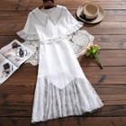 Lace Panel Bell-sleeve Dress