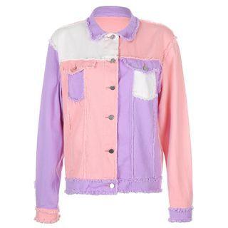 Distressed Color Block Cargo Jacket