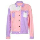 Distressed Color Block Cargo Jacket