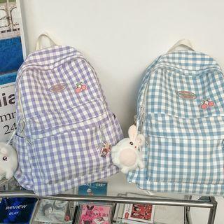 Gingham Canvas Zip Backpack / Bag Charm / Set