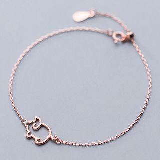 925 Sterling Silver Pig Bracelet S925 Silver Bracelet - Rose Gold - One Size