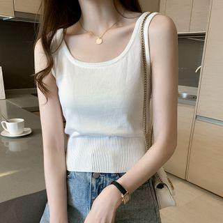 Plain Knit Crop Tank Top / Camisole Top