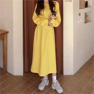 Pintuck-waist Maxi Pullover Dress
