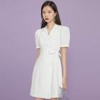 Short-sleeve Bow Accent Mini Blazer Dress