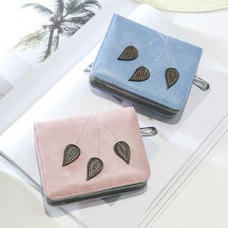 Leaf Applique Faux-leather Short Wallet