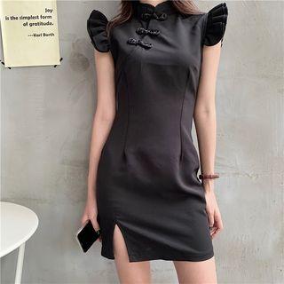 Traditional Chinese Sleeveless Ruffled Mini Dress
