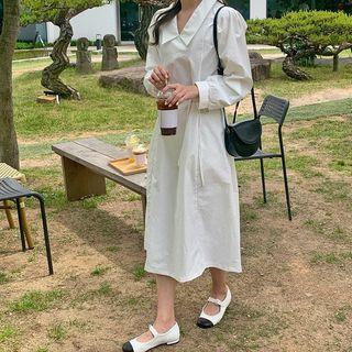Collared Long Dress With Sash