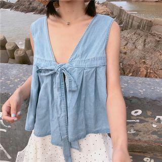 2ways Lace Up Denim Sleeveless Top