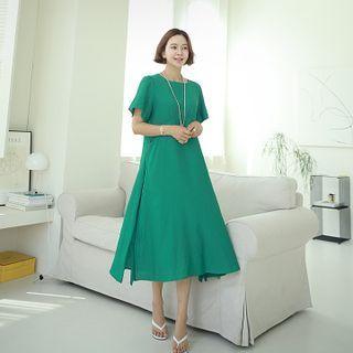 Shirred Flared Long Dress