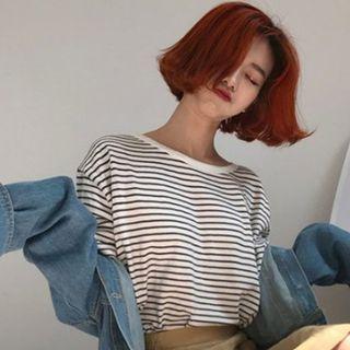Striped Short-sleeve T-shirt Stripe - Black & White - One Size