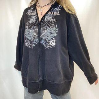 Printed Zip-up Oversize Hoodie