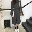 Print Tie-neck A-line Chiffon Dress