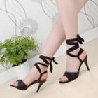 Faux-leather Lace-up High-heel Sandals