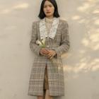 Lace Collared Houndstooth Button Coat