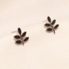 925 Sterling Silver Leaf Stud Earring 1 Pair - S925 Silver Needle - Little Tree - One Size