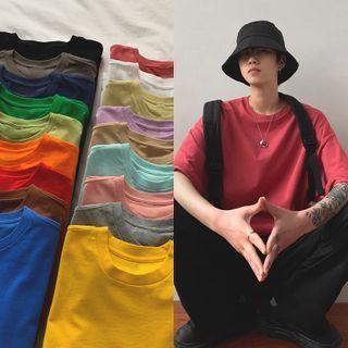 Plain Elbow-sleeves T-shirt