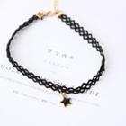 Alloy Star Pendant Lace Choker As Shown In Figure - One Size