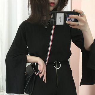 Slit Sleeve Plain T-shirt