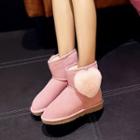 Genuine Leather Pompom-accent Ankle Snow Boots