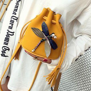 Dragonfly Applique Bucket Bag