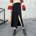 Midi Slit A-line Knit Skirt