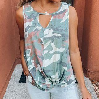 Camo Print Cutout Tank Top