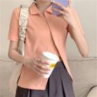 Plain Short-sleeve Knit Top / Print Midi Skirt