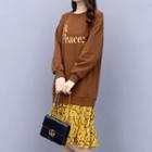 Mock Two-piece Long-sleeve Lettering Pullover Dress