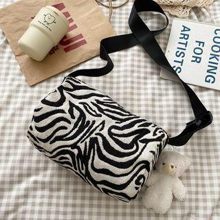 Zebra Print Barrel Crossbody Bag