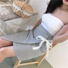 Gingham Wrap Front A-line Skirt