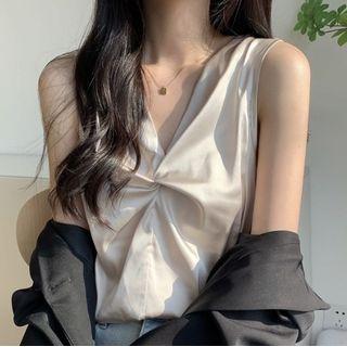 V-neck Shirred Tank Top