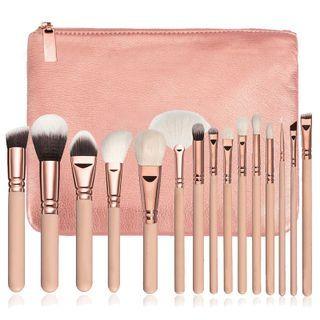 Set Of 15: Makeup Brush + Case
