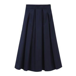 Pleated Midi Skirt Dark Blue - One Size