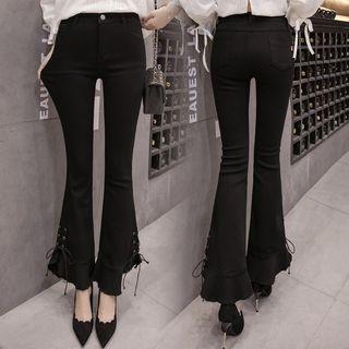 Lace Up Detail Boot Cut Pants