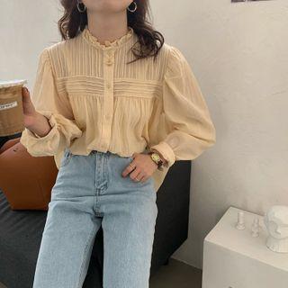 Mesh Button-up Blouse