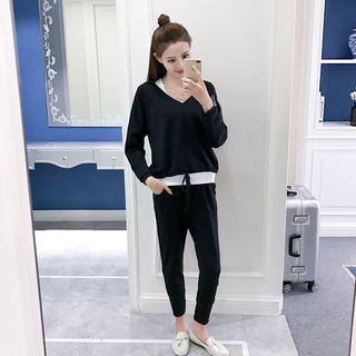 Set: Patch Embroidered Hoodie + Tank Top + Jogger Pants